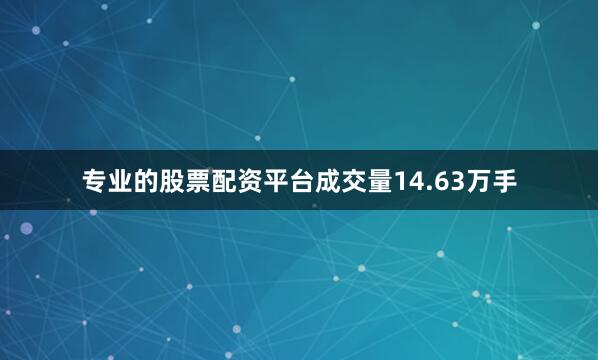 专业的股票配资平台成交量14.63万手