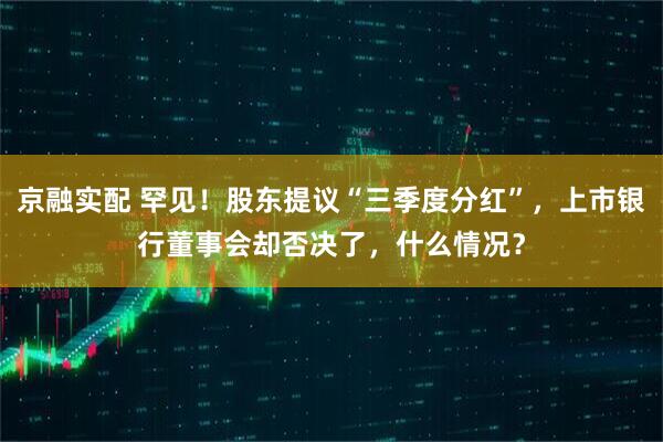 京融实配 罕见！股东提议“三季度分红”，上市银行董事会却否决了，什么情况？
